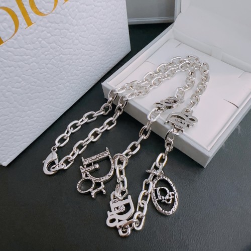 Dior New Fashion Pendants Unisex Vintage Silver Necklace