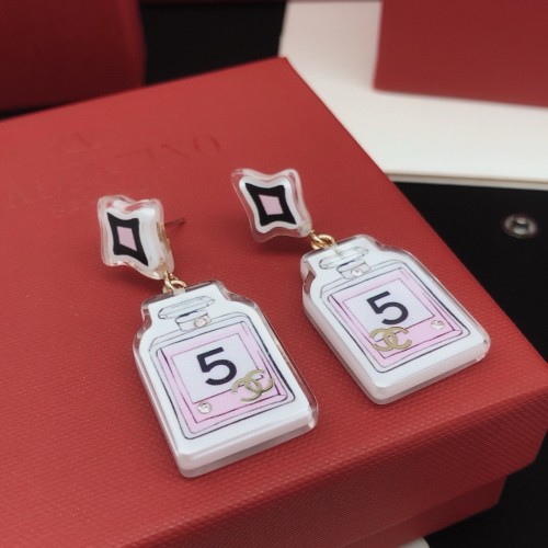 Chanel New Fashion Pink Acrylic Perfume Bottle Star Earrings