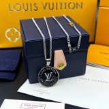 Louis Vuitton Enamel Badge Pendant Slim Chain Fashion Elegance Necklace