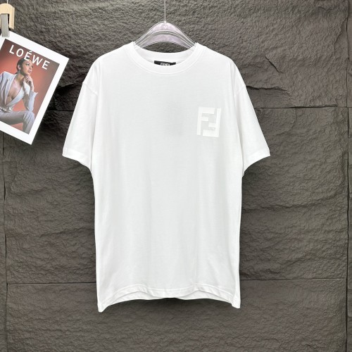 Fendi New Raised Letter Logo Short Sleeved Couple Casual Round Neck T-shirt