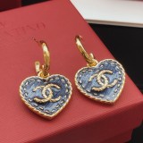 Chanel Vintage Denim Love Ear Hook Earrings