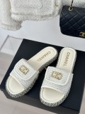 Chanel Women Comfort Lightweight Adjustable Slippers Fashion Retro Velcro Lazy Slippers