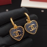Chanel Vintage Denim Love Ear Hook Earrings