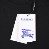 Burberry Blue Warhorse Print T-shirt Unisex Casual Round Neck Short Sleeves