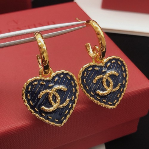 Chanel Vintage Denim Love Ear Hook Earrings