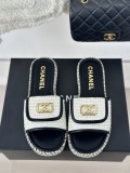 Chanel Women Comfort Lightweight Adjustable Slippers Fashion Retro Velcro Lazy Slippers