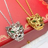Cartier Green Eyes Piercing Leopard Pendant Fashion Brass Gilding Necklace