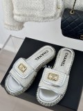 Chanel Women Comfort Lightweight Adjustable Slippers Fashion Retro Velcro Lazy Slippers