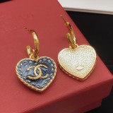 Chanel Vintage Denim Love Ear Hook Earrings