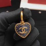 Chanel Vintage Denim Love Ear Hook Earrings
