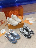 Louis Vuitton Unisex Casual Matsutake Base Sneakers Fashion Silky Cowhide Patchwork Leather Shoes