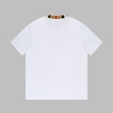 Burberry High Street Embroidered Logo Spliced Neckline Short Sleeve Couple Casual Loose T-shirt