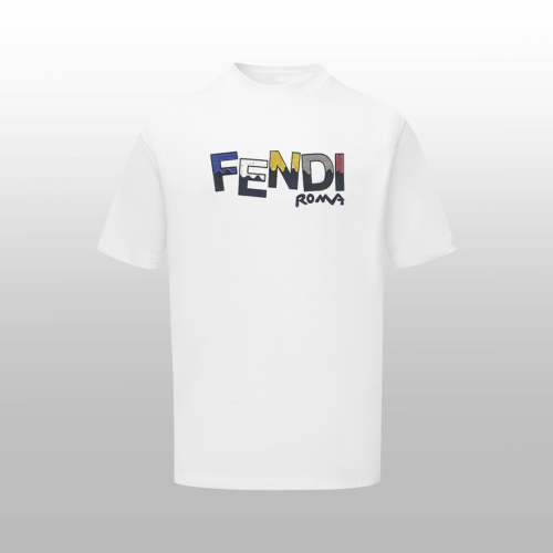 Fendi Fashion Contrast Letter Printed Short Sleeve Unisex Casual Round Neck T-shirt