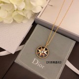 Dior Double-sided Natural Lapis Lazio Sweater Chain New Shiny Plating 18K Necklace