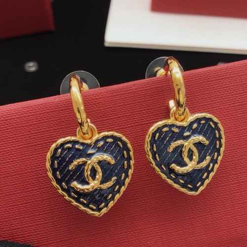 Chanel Vintage Denim Love Ear Hook Earrings