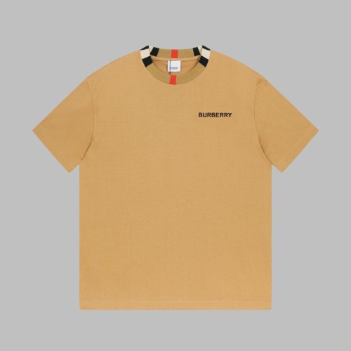 Burberry High Street Embroidered Logo Spliced Neckline Short Sleeve Couple Casual Loose T-shirt