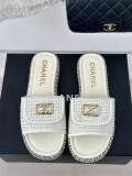 Chanel Women Comfort Lightweight Adjustable Slippers Fashion Retro Velcro Lazy Slippers