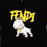 Fendi Fashion Cartoon Logo Printed Short Sleeve Unisex Round Neck Cotton T-shirt