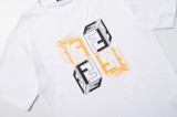 Fendi 3D Double FF Logo Printed Short Sleeve Unisex Round Neck Cotton T-shirt
