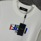 Fendi Fashion Contrast Logo Printed Short Sleeve Unisex Casual Cotton T-shirt