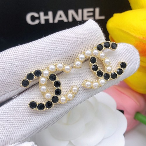 Chanel Classic Logo Fashion Black & White Earrings