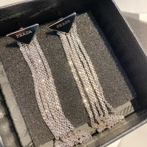 Prada Triangle Black Label Tassel Earrings