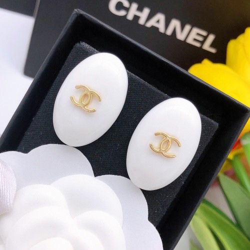 Chanel Classic White Acrylic Elegance Earhook Earrings