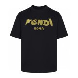 Fendi Personality Logo Printed Short Sleeve Unisex Casual Cotton T-shirt