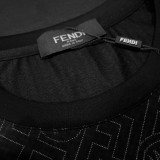 Fendi High Street Full Print T-shirt Couple Tencel Cotton Round Neck Short Sleeve
