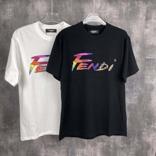 Fendi Classic Logo Printed Short Sleeve Unisex Casual Cotton T-shirt
