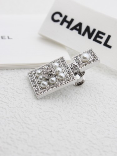 Chanel Silver White Pearl Diamond Perfume Bottle Stud Earrings
