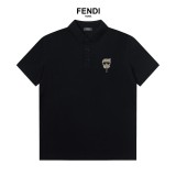 Fendi Letter Logo Exquisite Embroidered Polo Shirt