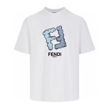Fendi Personalized New Logo Printed Short Sleeve Unisex Casual Cotton T-shirt