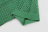 Fendi New Grid Logo Small Label Round Neck Drawstring Knitted Short Sleeves