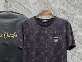 Fendi High Street Full Print T-shirt Couple Tencel Cotton Round Neck Short Sleeve