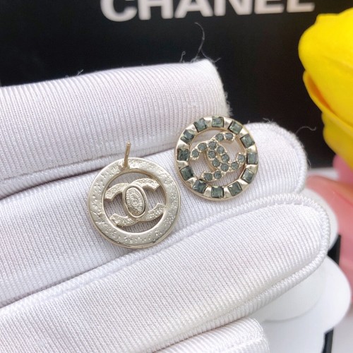 Chanel New Round Green Stud Earrings