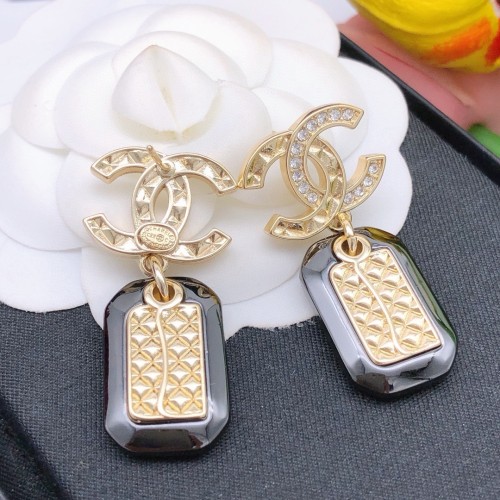 Chanel Perfume Bottle Black Stud Earrings