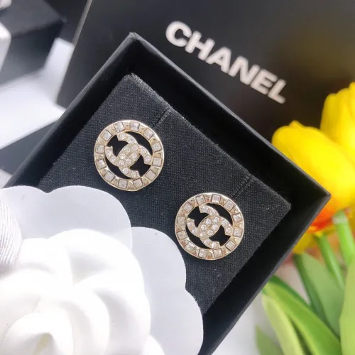 Chanel New Round Rhinestone Stud Earrings