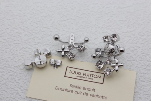 Louis Vuitton Silver Round Diamond Flower Round Ball Earrings