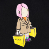 Fendi Street Cartoon Print Short Sleeve Unisex Versatile Cotton T-shirt