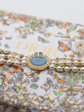 Dior Round Transparent Blue CD Three Layer Bead Handmade Pendants Necklace