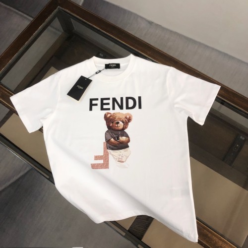 Fendi Classic 3D Bear Print Short Sleeve Unisex Casual Round Neck T-shirt