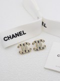 Chanel New Golden Stud Earrings Blue Vertical Stripe Enamel Earring
