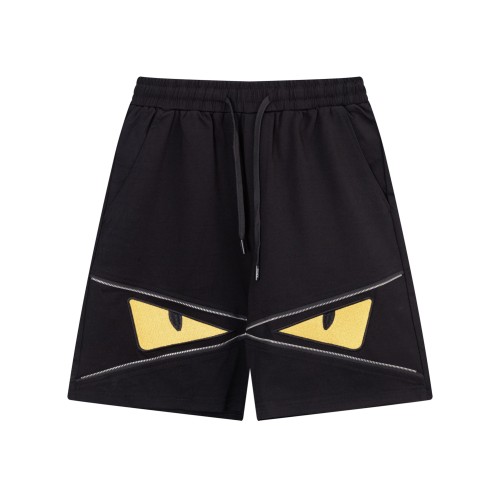 Fendi High Street Monster Logo Embroidered Casual Shorts