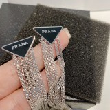 Prada Triangle Black Label Tassel Earrings