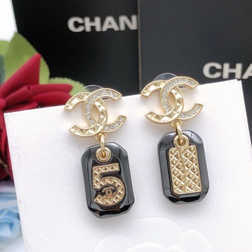 Chanel Perfume Bottle Black Stud Earrings