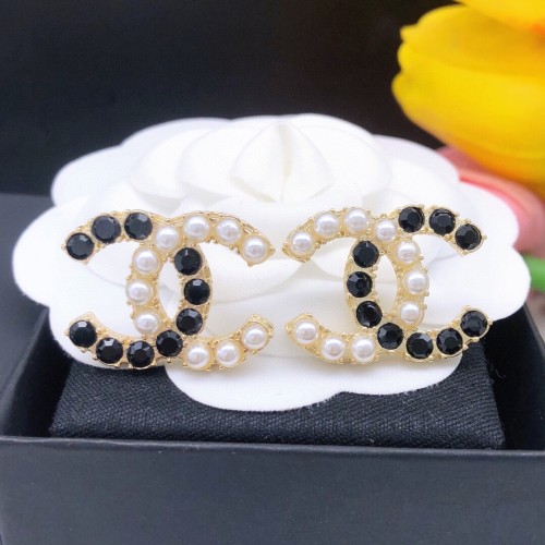 Chanel Classic Logo Fashion Black & White Earrings