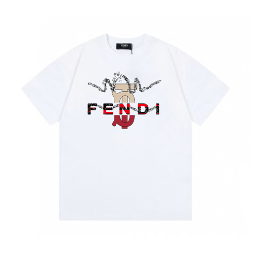 Fendi Personality Logo Printed Short sleeved Unisex Versatile Cotton T-shirt