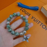 Louis Vuitton Natural Green Agate Round Bead Frosted Bracelet