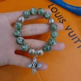 Louis Vuitton Natural Green Agate Round Bead Frosted Bracelet